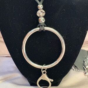 Elegant Silver Pendant Badge Holder Necklace